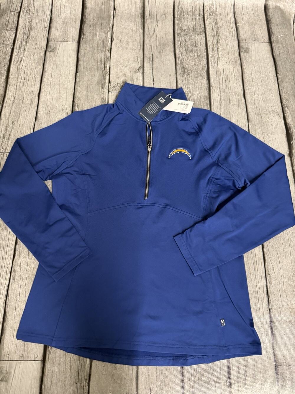 NWT Women’s Cutter & Buck Los Angeles Chargers Half Zip Pullover Large Blue